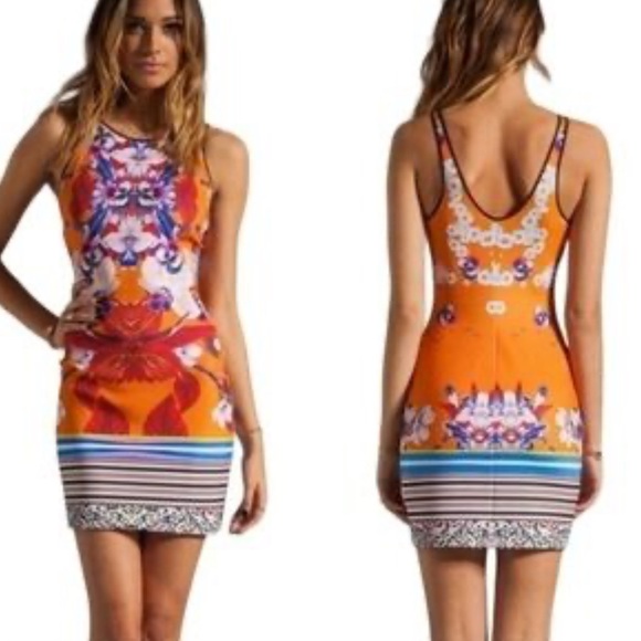Clover Canyon Dresses & Skirts - Clover Canyon Orange and Blue Patterned Mini Dress